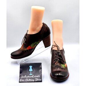 L'Artiste by Spring Step Women Brown Leather Marivel Heeled Oxfords Sz10.5 2344